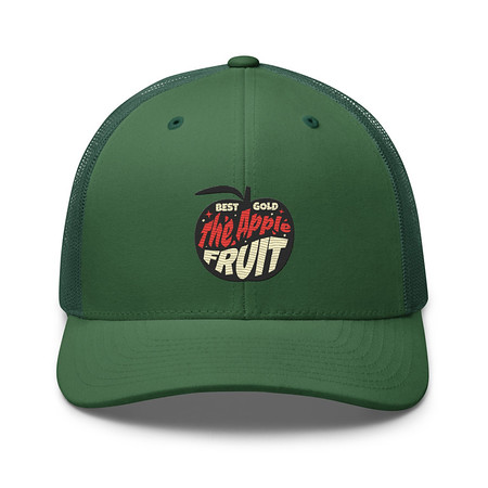 [ID: 252-G97] Apple Fruit - Typographic Lettering Retro Trucker Hat