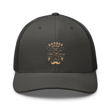[ID: 252-G139] Barber Shop Cuts & Shaves - Scissor Retro Trucker Hat