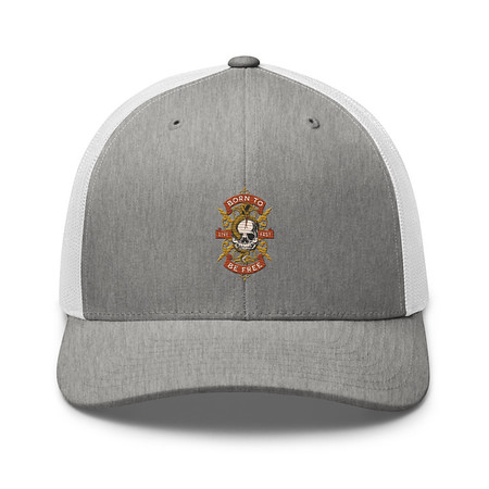 [ID: 252-G259] Born To Be Free - Skull Retro Trucker Hat