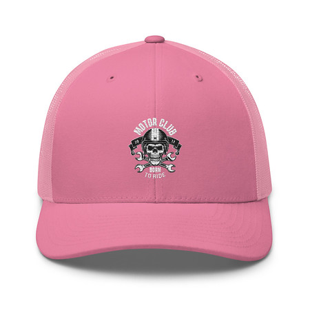 [ID: 252-G268] Born to Ride - Biker Club Skull  Retro Trucker Hat