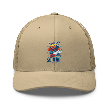 [ID: 252-G318] California Surfing - Palm Beach Retro Trucker Hat