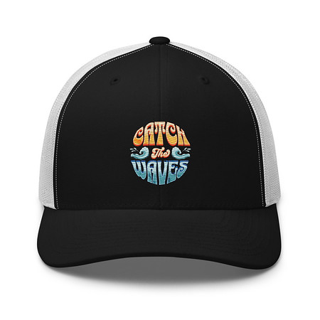 [ID: 252-G343] Catch the Waves - Beach Vibe Retro Trucker Hat