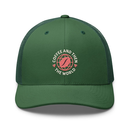 [ID: 252-G393] Coffee and Then The World - Earth Retro Trucker Hat