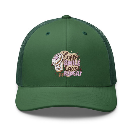 [ID: 252-G402] Coffee is Happiness - Retro Cartoon Mascot Retro Trucker Hat