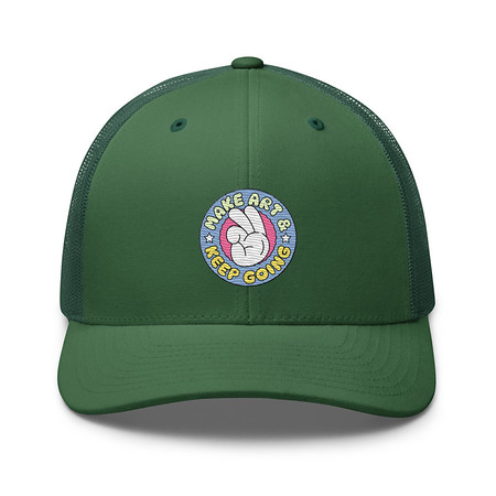 [ID: 252-G408] Colorful Fun Retro Style Badge Retro Trucker Hat