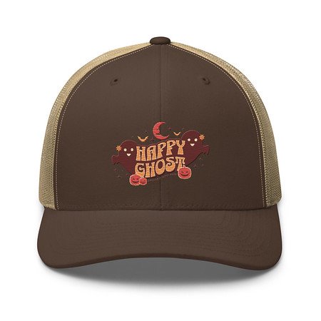[ID: 252-G452] Cute Happy Ghost Retro Trucker Hat