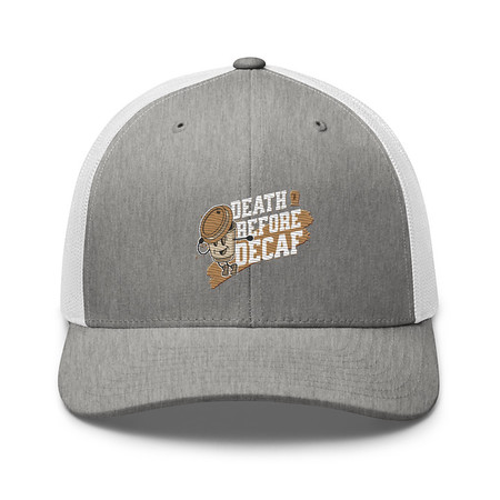 [ID: 252-G476] Death Before Decaf Retro Trucker Hat