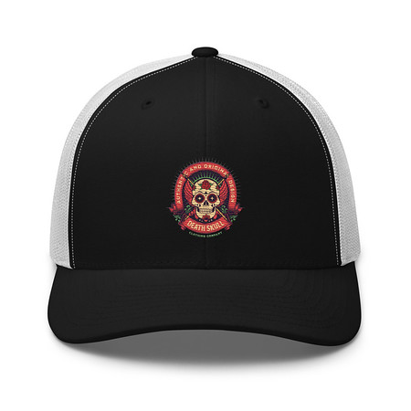 [ID: 252-G481] Death Skull - Badge  Retro Trucker Hat
