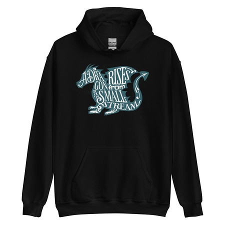 [ID: 146-G16] A Dragon Rises - Typographic Lettering Unisex Heavy Blend Hoodie