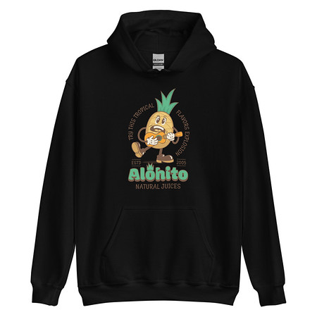 [ID: 146-G54] Alohito Natural Juices - Pineapple Mascot Unisex Heavy Blend Hoodie