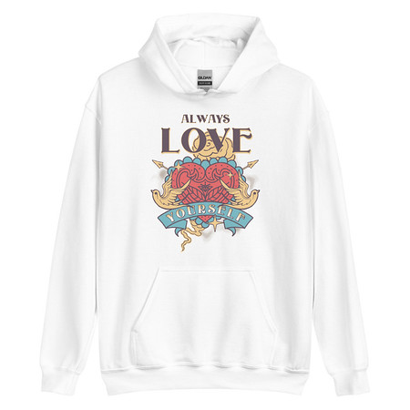 [ID: 146-G56] Always Love Yourself - Retro Inspirational Quote Unisex Heavy Blend Hoodie