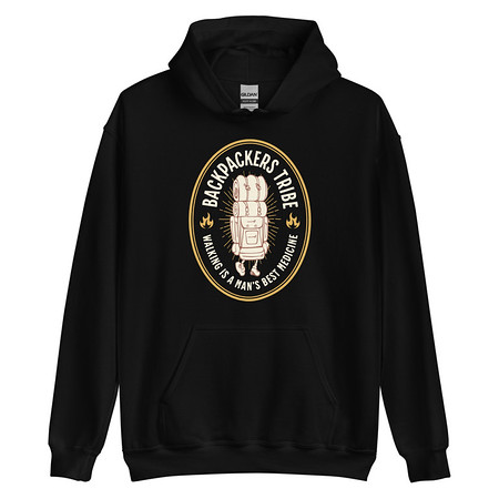 [ID: 146-G125] Backpackers Tribe - Adventure Badge Unisex Heavy Blend Hoodie