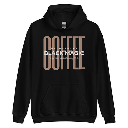 [ID: 146-G226] Black Magic - Minimal Modern Coffee Quote Unisex Heavy Blend Hoodie