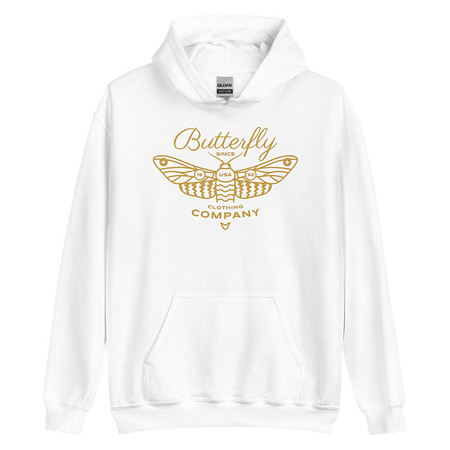 [ID: 146-G240] Blue Butterfly - Minimal Unisex Heavy Blend Hoodie