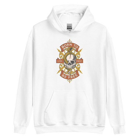 [ID: 146-G259] Born To Be Free - Skull Unisex Heavy Blend Hoodie