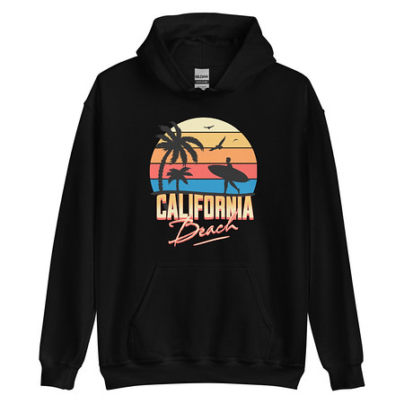 [ID: 146-G312] California Beach - Retro Surf Unisex Heavy Blend Hoodie