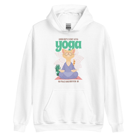 [ID: 146-G339] Cat Yoga - Cute Meditation Unisex Heavy Blend Hoodie