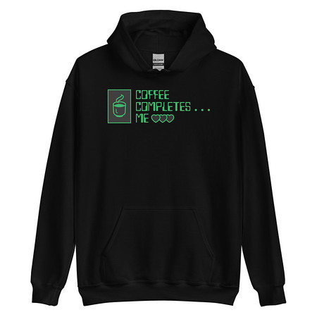 [ID: 146-G397] Coffee Completes Me - Neon Heart Unisex Heavy Blend Hoodie