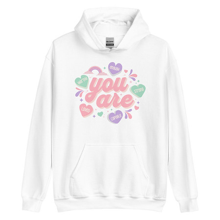 [ID: 146-G411] Colorful Self Love Affirmation - Heart Unisex Heavy Blend Hoodie