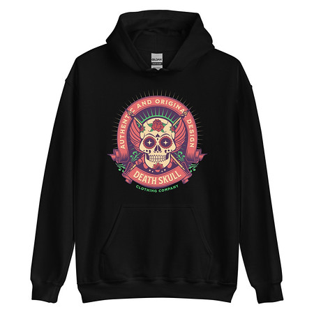 [ID: 146-G481] Death Skull - Badge  Unisex Heavy Blend Hoodie