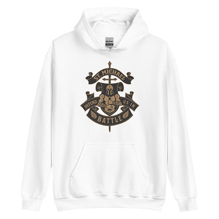 [ID: 146-G484] Defend us in battle - Knight with sword Unisex Heavy Blend Hoodie