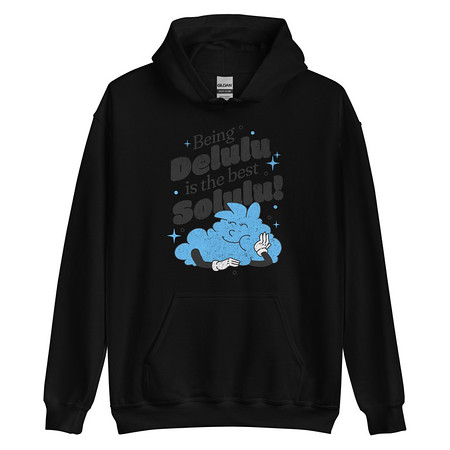 [ID: 146-G485] Delulu is the Solulu! - Typographic Cartoon Streetwear Unisex Heavy Blend Hoodie