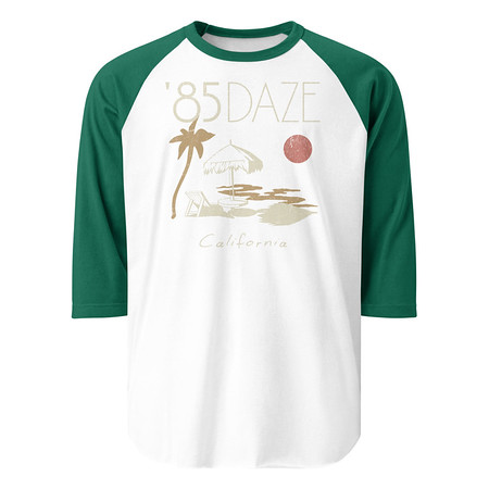 [ID: 233-G1] '85 Daze California Unisex 3/4 Sleeve Raglan Shirt