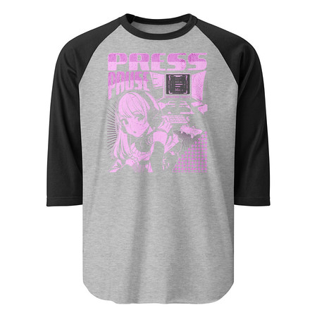 [ID: 233-G4] 'Press Pause' Anime Gaming Unisex 3/4 Sleeve Raglan Shirt