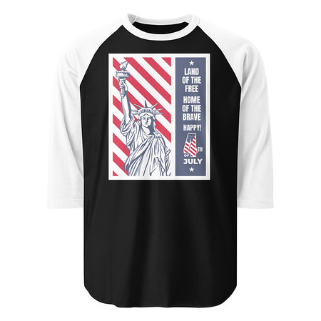 [ID: 233-G8] 4th of July Unisex 3/4 Sleeve Raglan Shirt