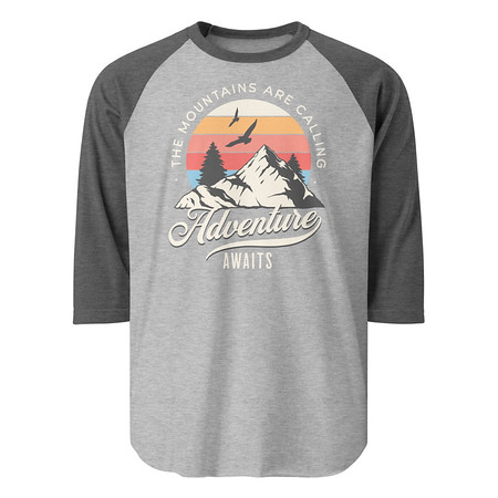 [ID: 233-G27] Adventure Await - Wilderness Camping Unisex 3/4 Sleeve Raglan Shirt