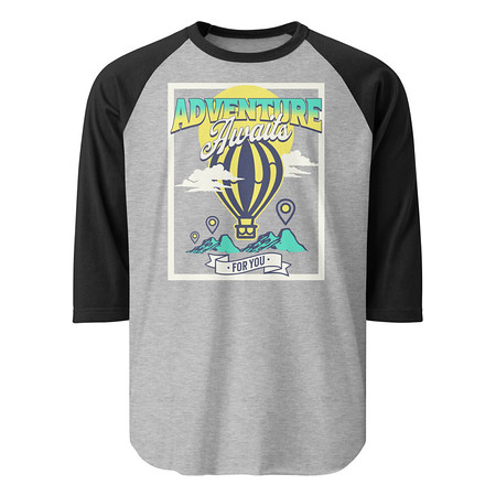 [ID: 233-G28] Adventure Awaits Unisex 3/4 Sleeve Raglan Shirt