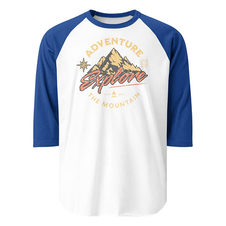 [ID: 233-G30] Adventure Explore The Mountain Unisex 3/4 Sleeve Raglan Shirt