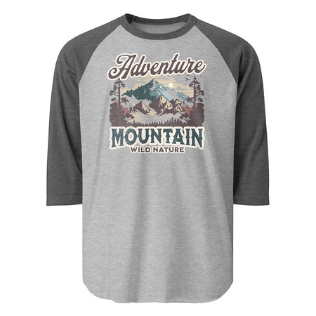 [ID: 233-G31] Adventure Mountain Wild Nature Unisex 3/4 Sleeve Raglan Shirt