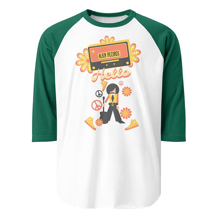 [ID: 233-G39] Alien Records  Unisex 3/4 Sleeve Raglan Shirt
