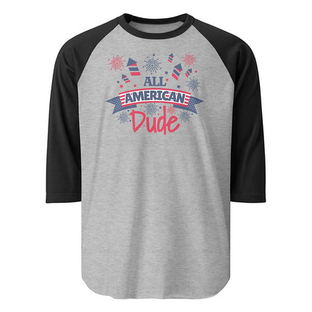 [ID: 233-G42] All American Unisex 3/4 Sleeve Raglan Shirt