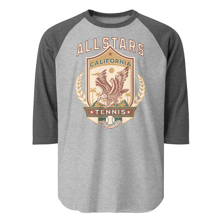 [ID: 233-G46] All Stars Tennis - Eagle Badge Unisex 3/4 Sleeve Raglan Shirt