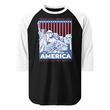 [ID: 233-G58] AMERICA (2) Unisex 3/4 Sleeve Raglan Shirt