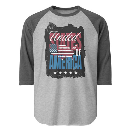 [ID: 233-G59] America (3) Unisex 3/4 Sleeve Raglan Shirt