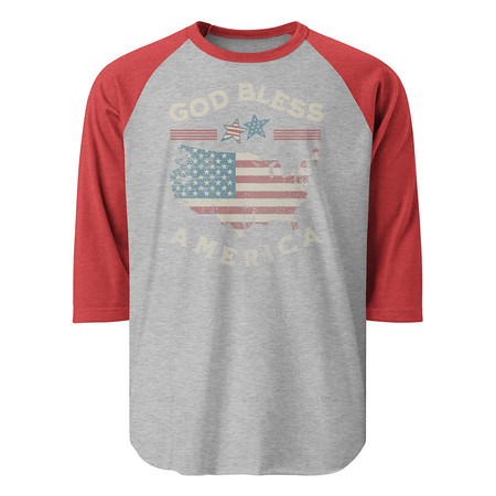[ID: 233-G60] America - Land Of The Free Unisex 3/4 Sleeve Raglan Shirt