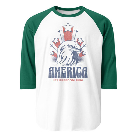[ID: 233-G63] America Unisex 3/4 Sleeve Raglan Shirt