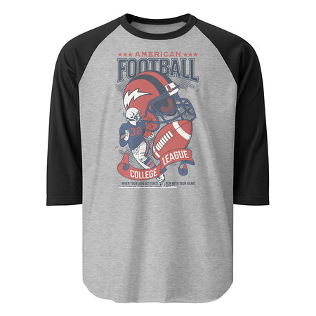 [ID: 233-G68] American Football - Athletic College League Unisex 3/4 Sleeve Raglan Shirt