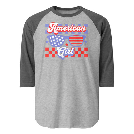 [ID: 233-G72] American girl Unisex 3/4 Sleeve Raglan Shirt