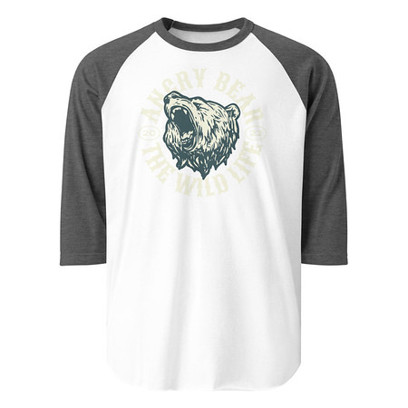 [ID: 233-G83] Angry Bear - Wild Life Animal Unisex 3/4 Sleeve Raglan Shirt