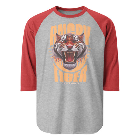 [ID: 233-G85] Angry Tiger - AI Unisex 3/4 Sleeve Raglan Shirt