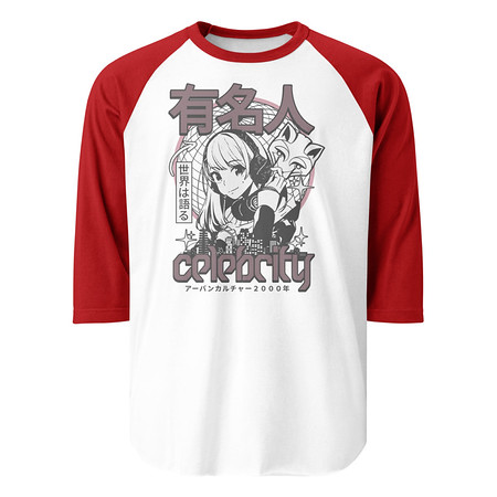 [ID: 233-G88] Anime Celebrity Girl - Japanese Cyber Streetwear Unisex 3/4 Sleeve Raglan Shirt