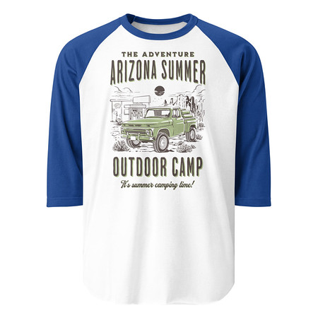 [ID: 233-G100] Arizona Outdoor Camp - Classic Truck Unisex 3/4 Sleeve Raglan Shirt