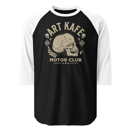 [ID: 233-G103] Art Kafe Motor Club Unisex 3/4 Sleeve Raglan Shirt