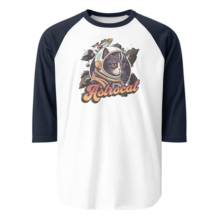 [ID: 233-G108] Astrocat - Retro graphic Unisex 3/4 Sleeve Raglan Shirt