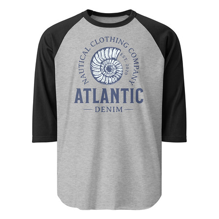 [ID: 233-G113] Atlantic Denim - Nautical Unisex 3/4 Sleeve Raglan Shirt