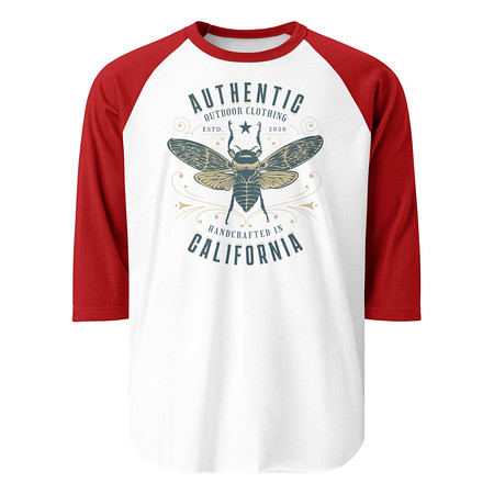 [ID: 233-G115] Authentic Outdoor Co. - Insect Unisex 3/4 Sleeve Raglan Shirt
